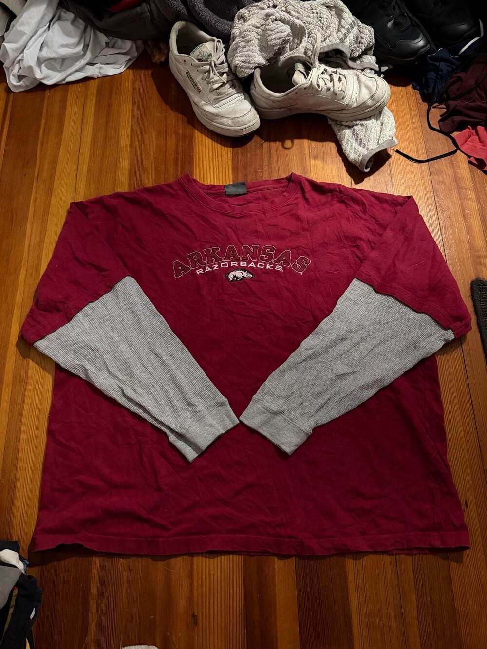 Vintage Pro Player Arkansas Razorbacks Long Sleeve Waffle Knit Thermal T-Shirt
